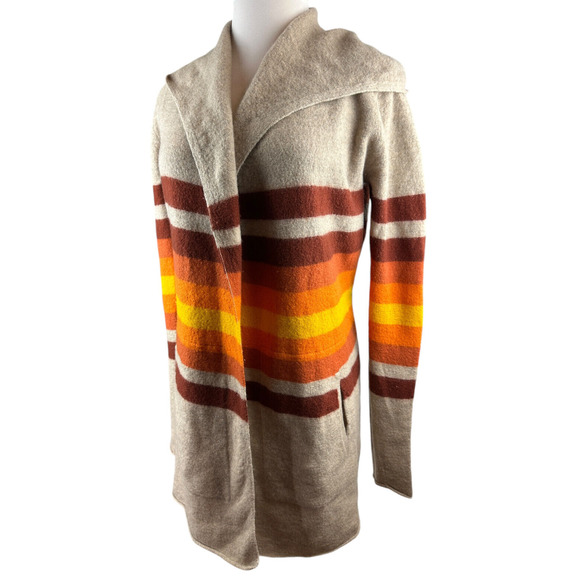 Toad & Co Merino Heartfelt Hoodie Duster Wool Long Open Cardigan Sweater Medium - Picture 3 of 14